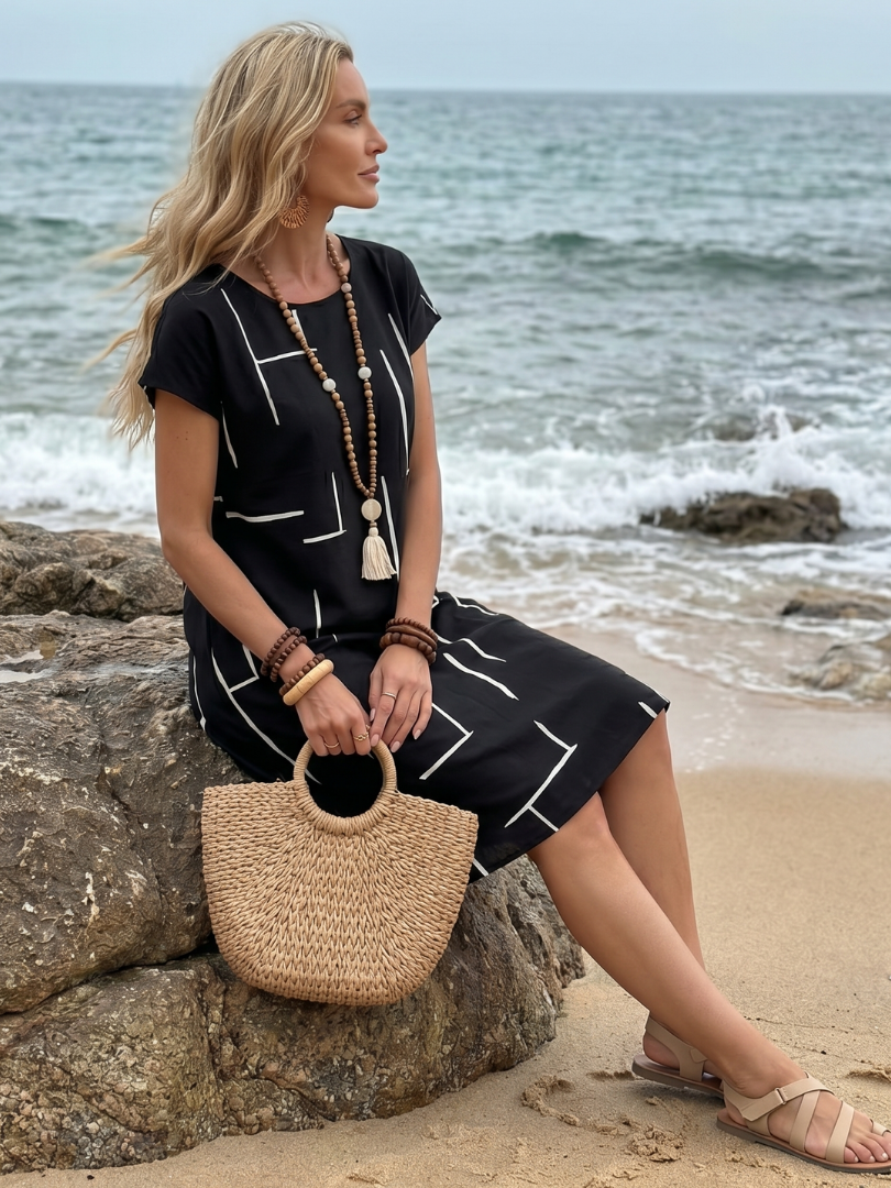 Billi – Vestido Midi de Estampado Abstracto