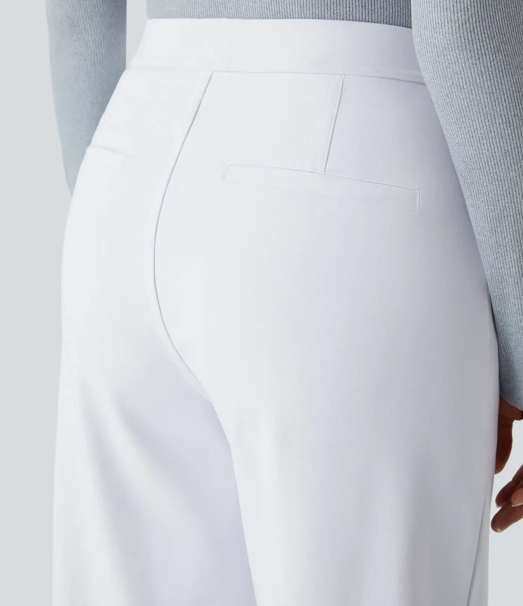 Pantalón Elegante Pierna Ancha De Tiro Alto Mujer