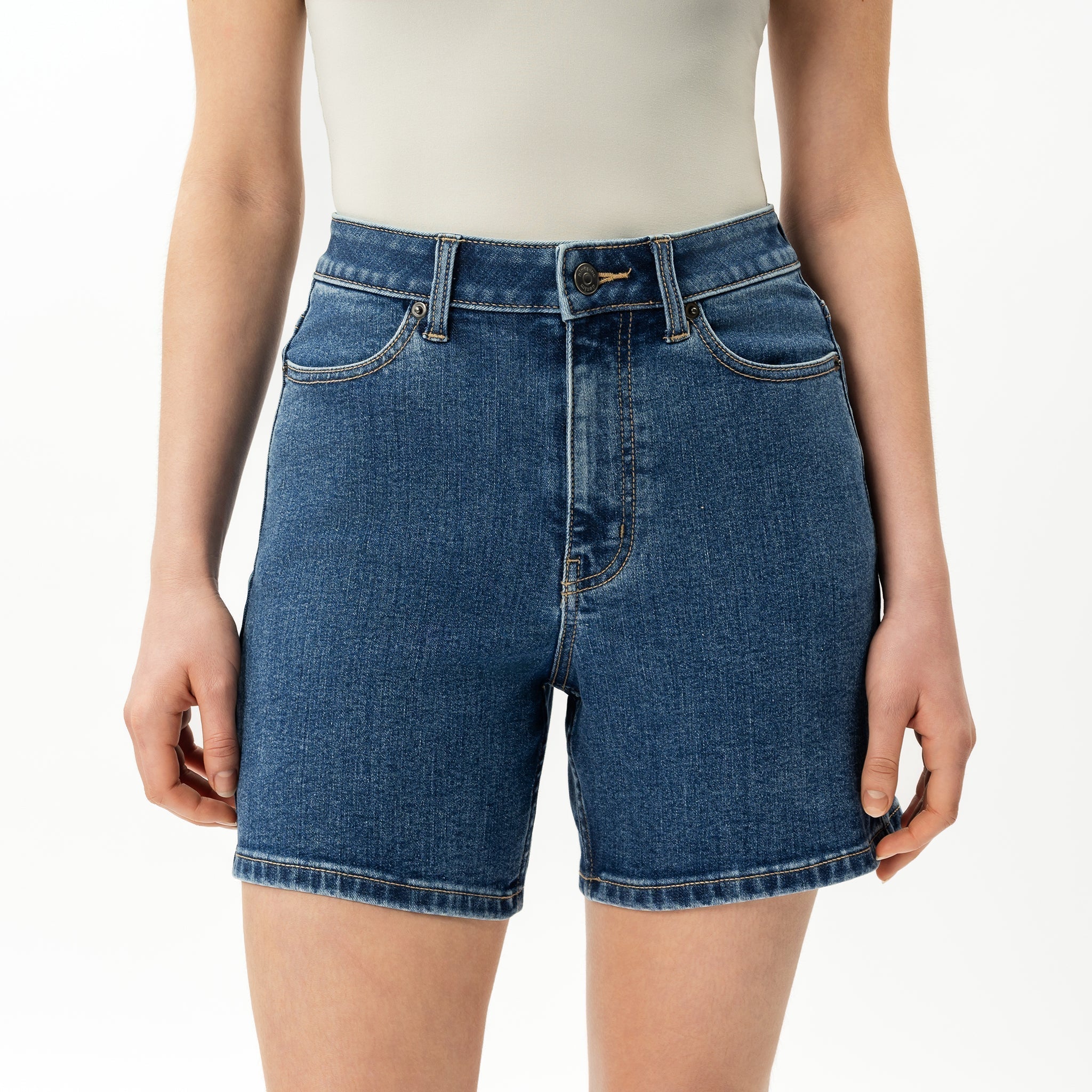 Short Vaquero Mujer Elástico Talle Alto