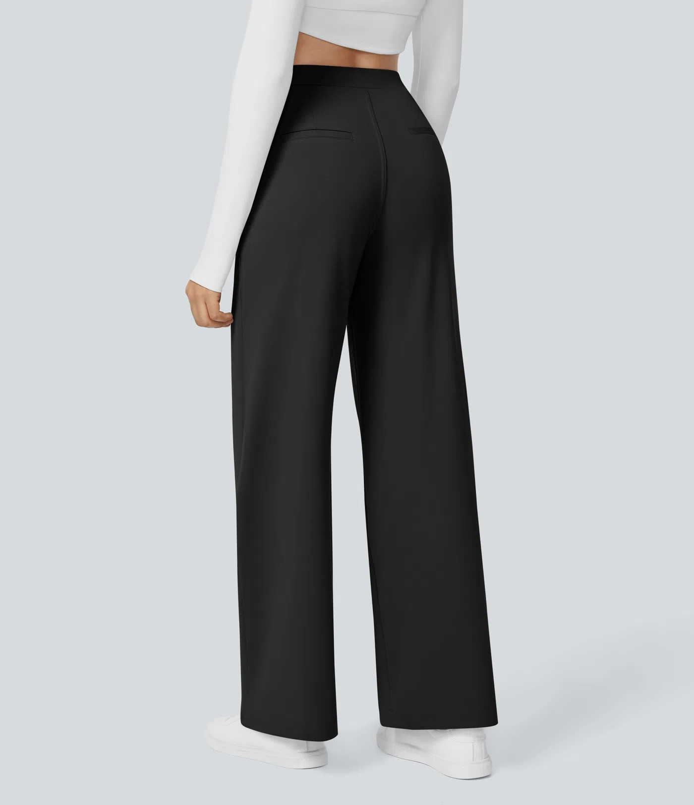 Pantalón Elegante Pierna Ancha De Tiro Alto Mujer