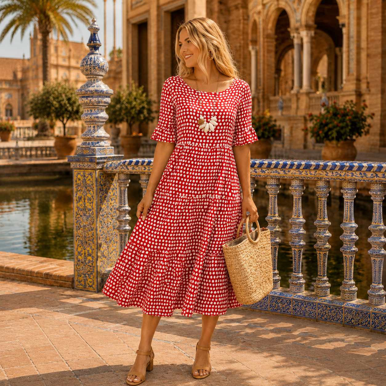 Zara | Vestido Midi de Manga Corta