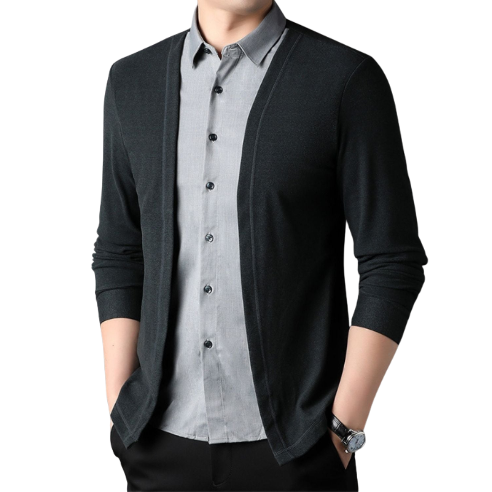 Camisa Cárdigan Hombre 2 en 1 de Tejido Premium