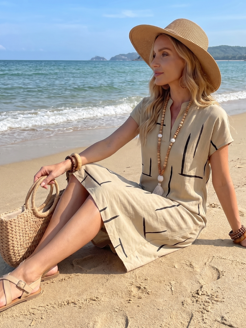 Billi – Vestido Midi de Estampado Abstracto