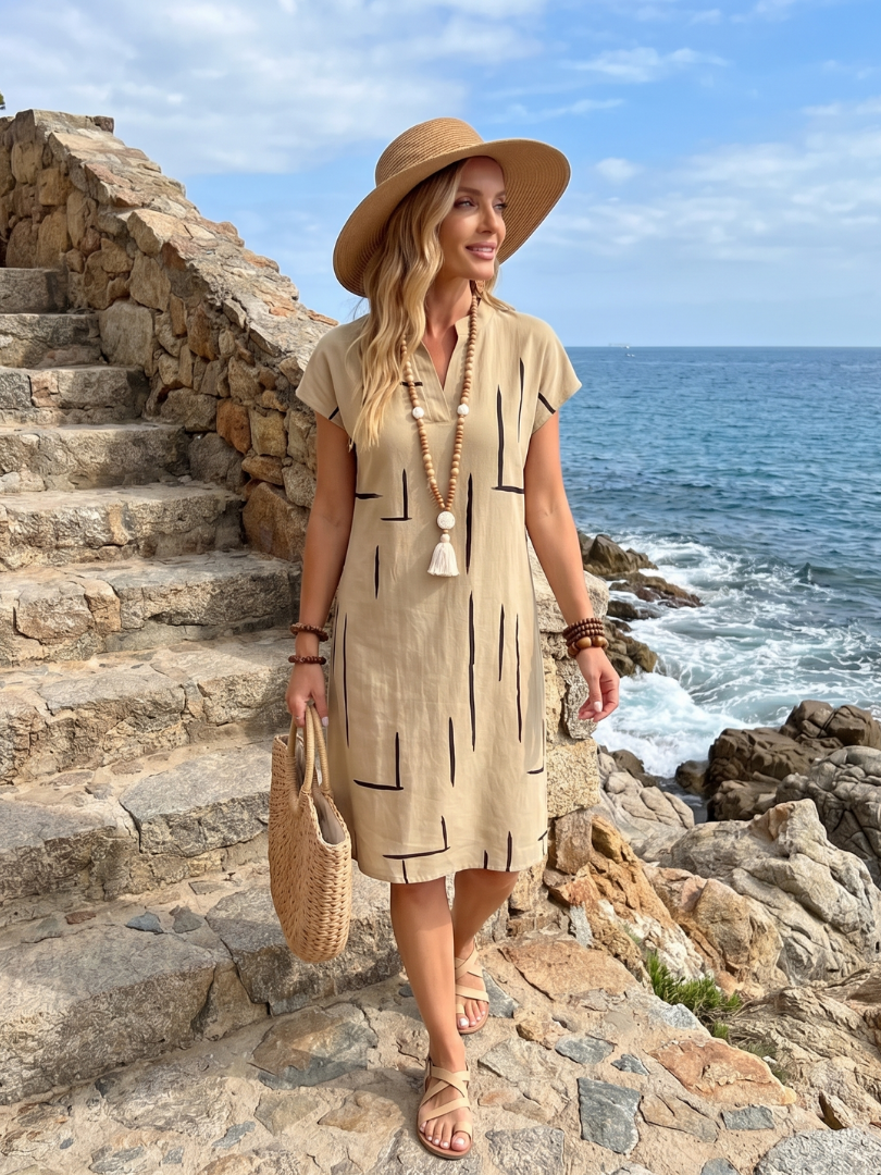 Billi – Vestido Midi de Estampado Abstracto