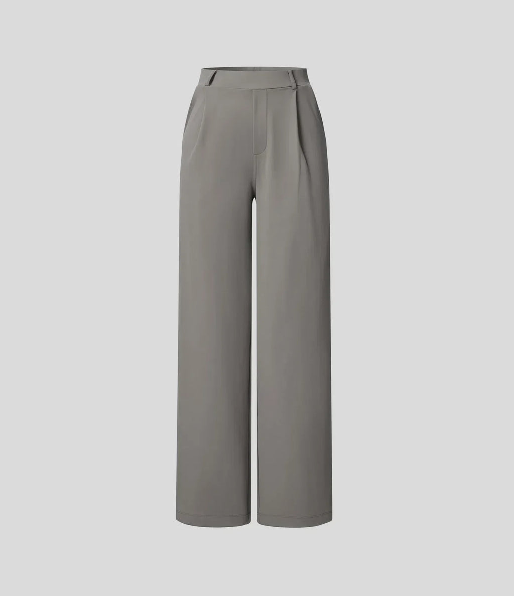 Pantalón Elegante Pierna Ancha De Tiro Alto Mujer