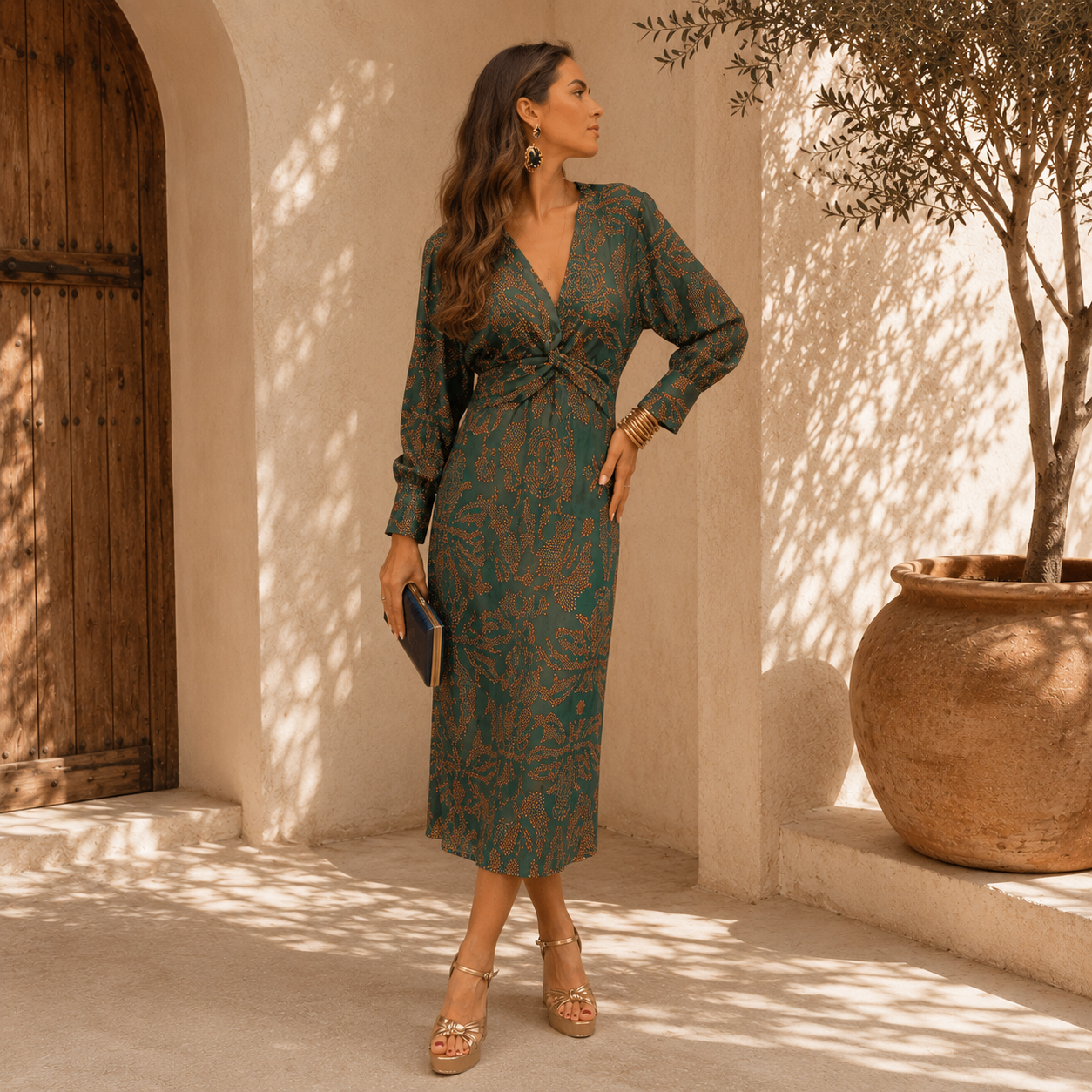 NATALIA™ |  VESTIDO MIDI ELEGANTE CON ESTAMPADO ATEMPORAL