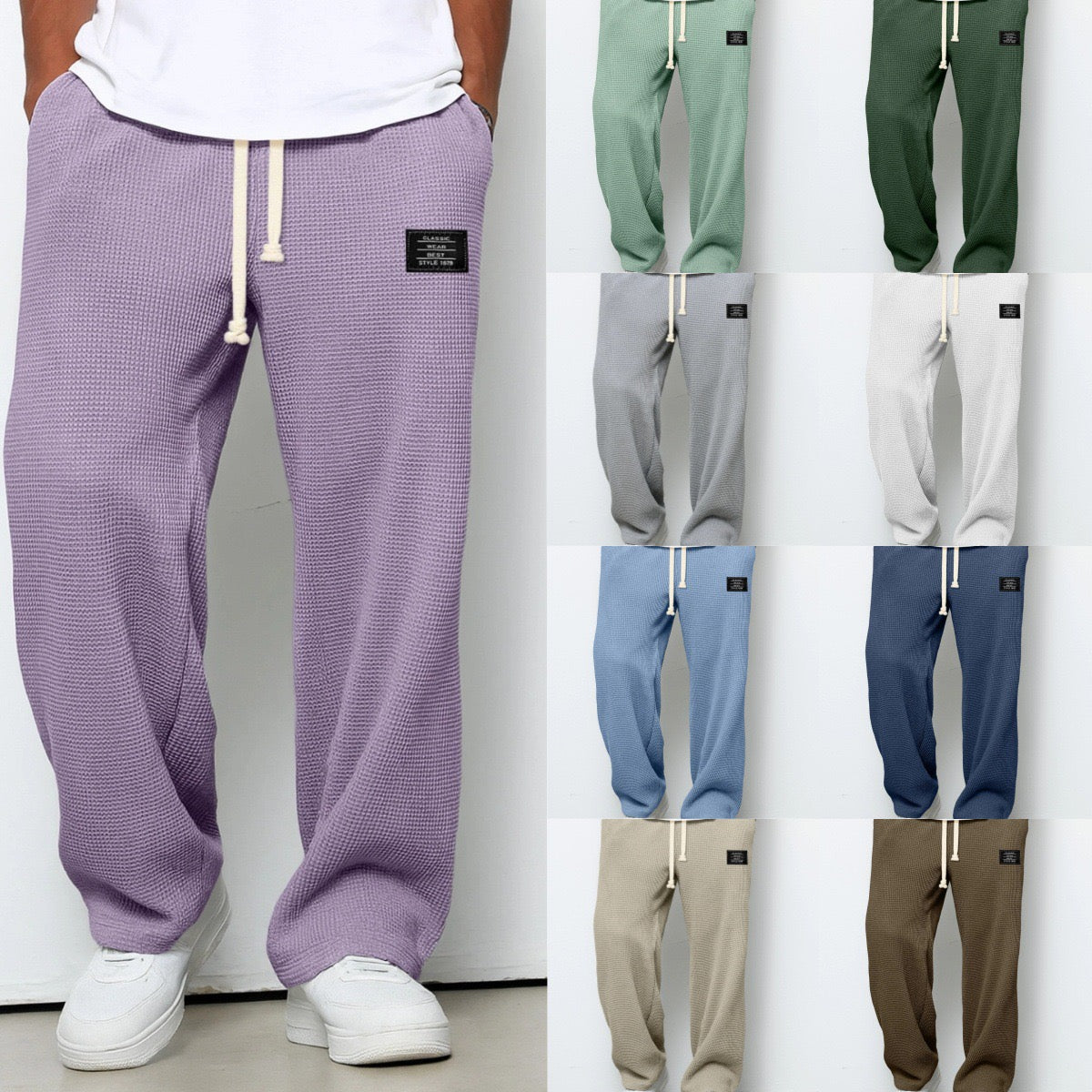 Pantalones Amplios Lorenzo Con Textura Panal Elegante