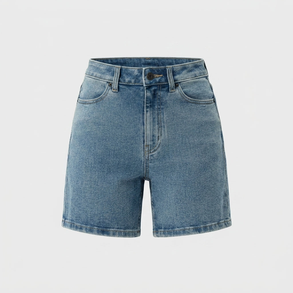 Short Vaquero Mujer Elástico Talle Alto