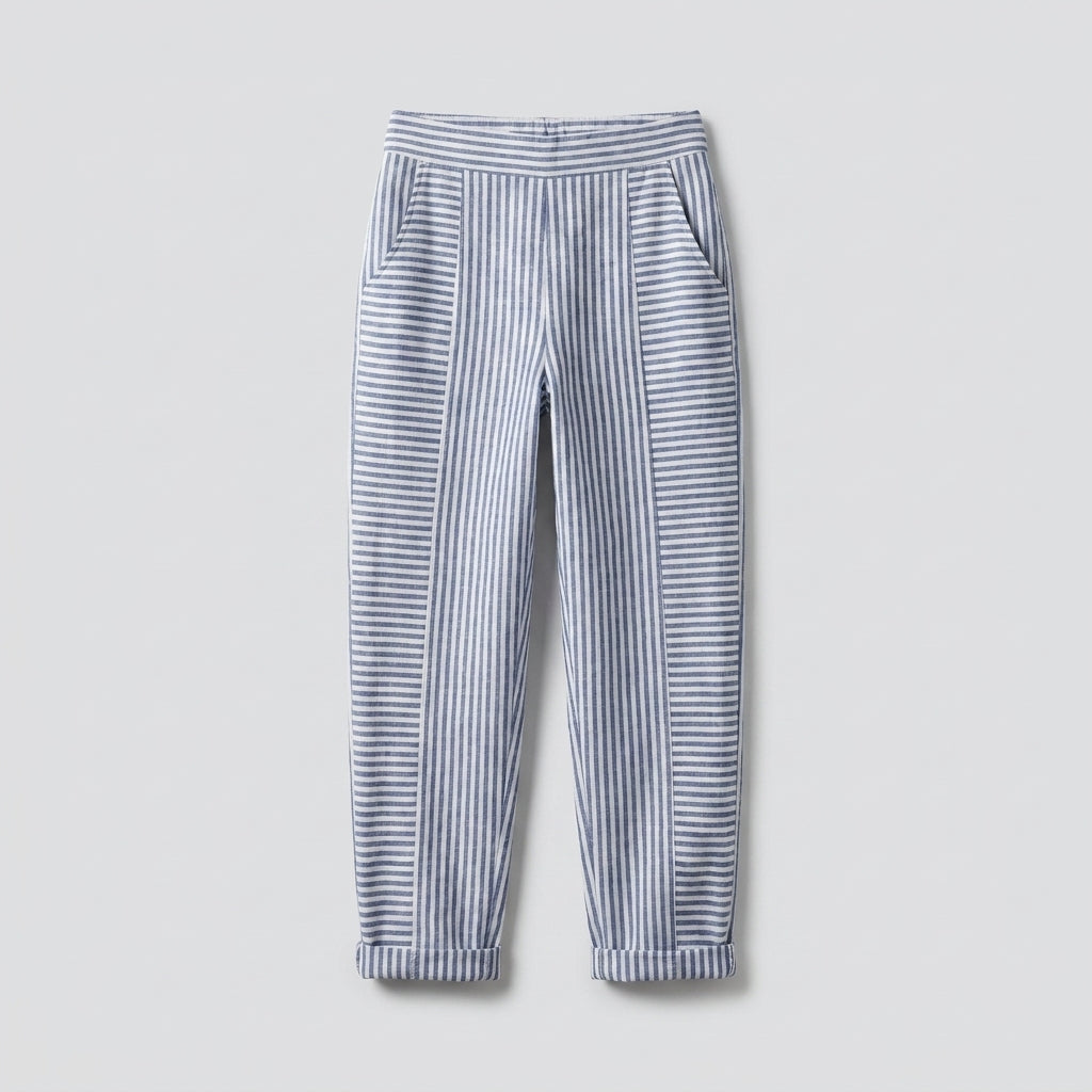 Pantalón De Algodón A Rayas Mujer – Ligero Y Cómodo